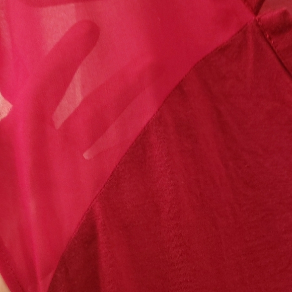 New York & Company Red Polo Collar Cuffed Sleeve Blouse - Picture 3 of 7